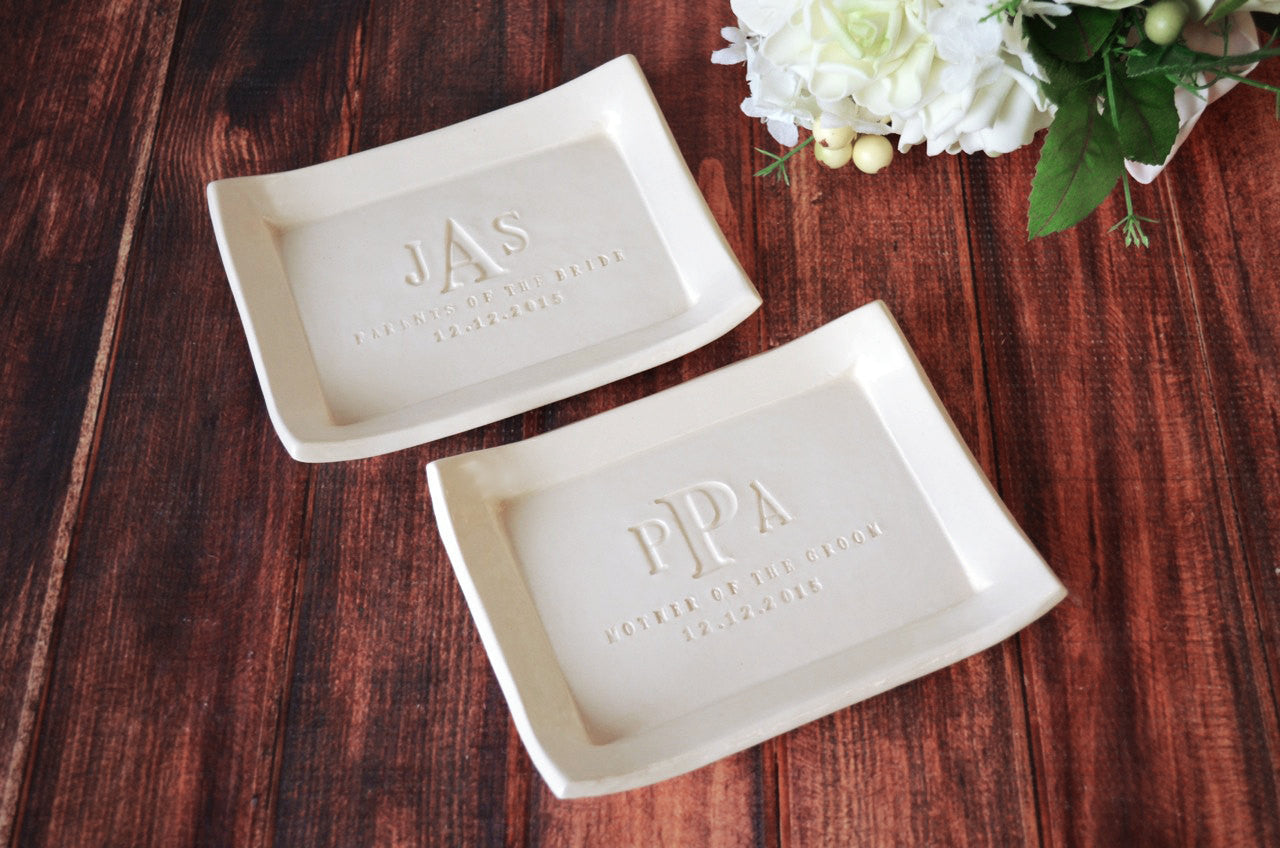 Set of 2 - Personalized Small Platter or Tray, Mother of the Bride & Groom